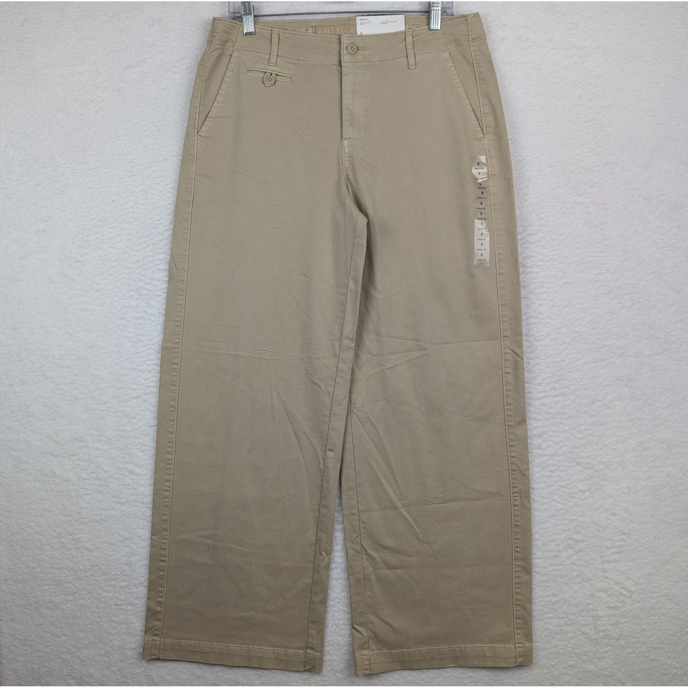 NWT American Eagle Wide Leg Khaki Pants Women's Size 8 Stretch